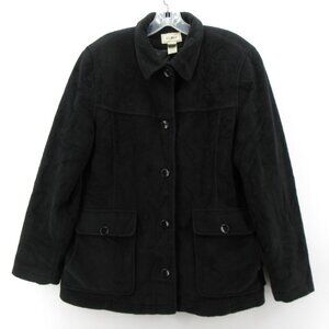 LL Bean Jacket Medium Wool Blend Barn Chore Y2K Field Coat Button Up